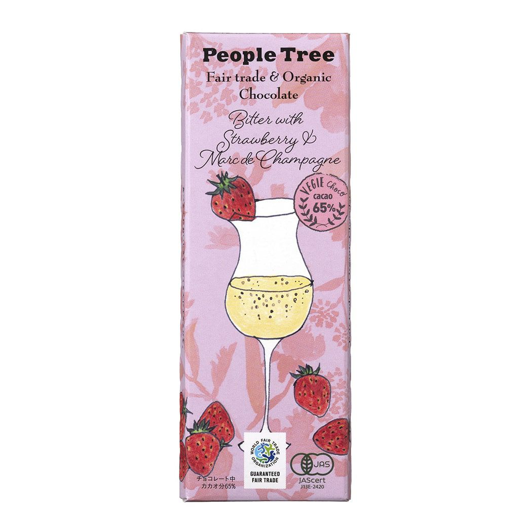 People Tree（有機ビター ウィズ ストロベリー ＆ マール ド シャンパーニュ） フェアトレード・板チョコ 50g